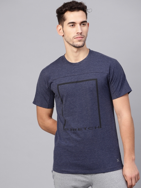

HRX by Hrithik Roshan Men Navy Blue Printed Yoga T-shirt