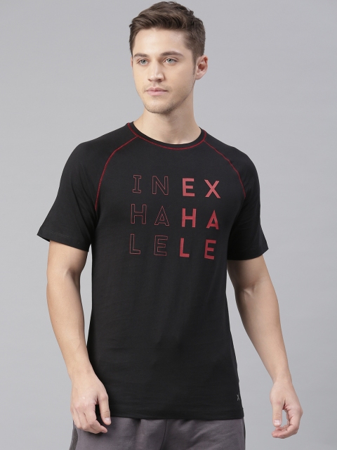 

HRX by Hrithik Roshan Men Black Printed Organic Cotton Yoga T-shirt