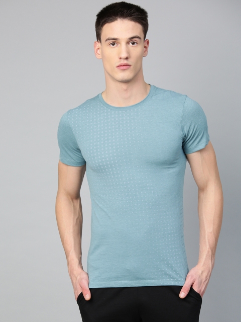 

HRX by Hrithik Roshan Men Blue Printed Round Neck Yoga T-shirt