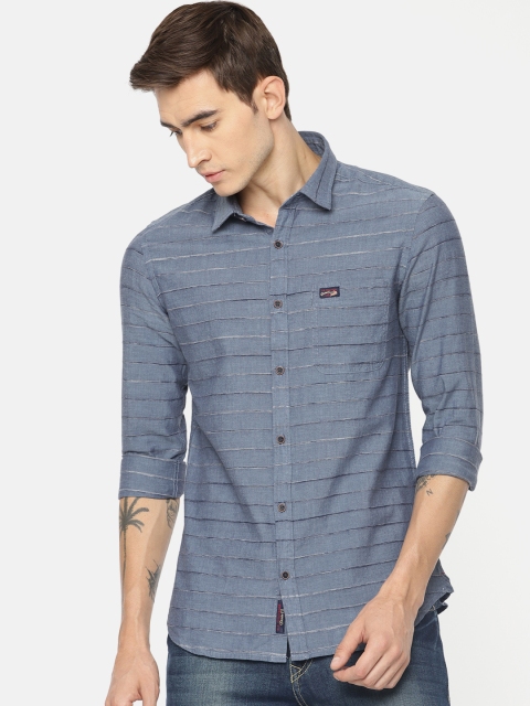

U.S. Polo Assn. Denim Co. Men Blue & White Slim Fit Striped Casual Shirt