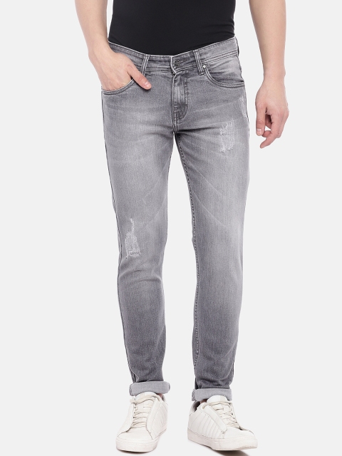 

High Star Men Grey Slim Fit Mid-Rise Low Distress Stretchable Jeans