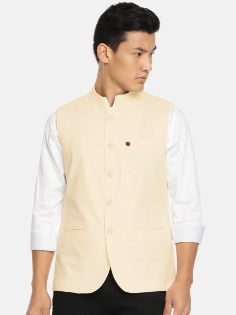 

The Indian Garage Co Cream-Coloured Solid Nehru Jacket