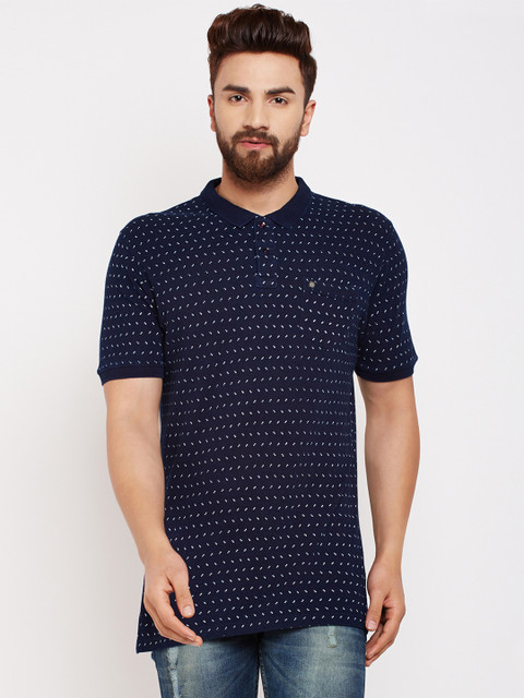 

Crimsoune Club Men Navy Blue Printed Polo Collar T-shirt