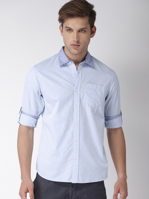 

Scotch & Soda Men Blue Regular Fit Solid Casual Shirt