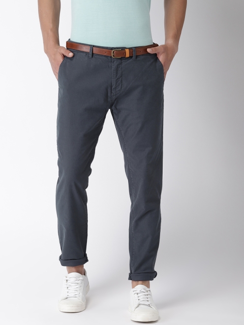 

Scotch & Soda Men Navy Blue Stuart Slim Fit Solid Chinos