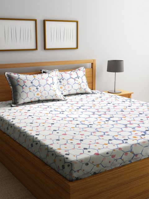 

Cortina Multicoloured Abstract 120 TC Cotton 1 Queen Bedsheet with 2 Pillow Covers, Multi