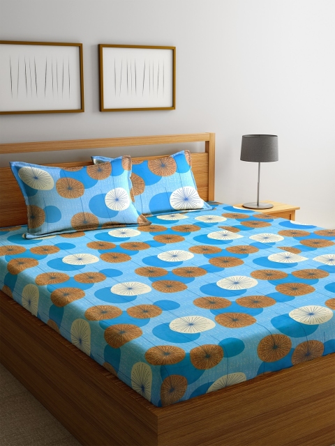 

Cortina Multicoloured Ethnic Motifs 120 TC Cotton 1 Queen Bedsheet with 2 Pillow Covers, Multi