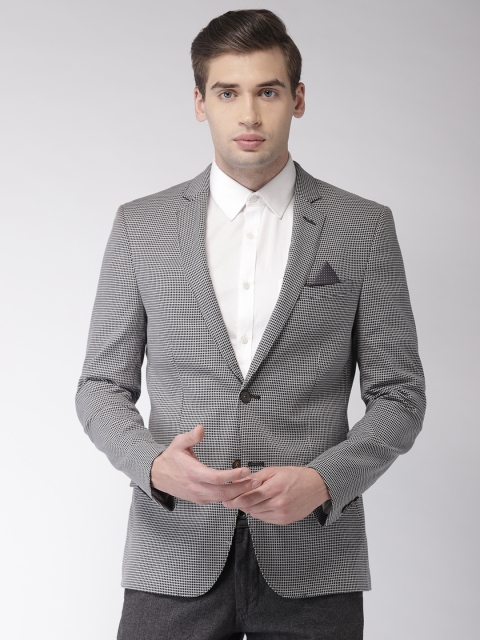 

Arrow Men Grey Checked Single-Breasted Zero Calorie Fit Casual Blazer