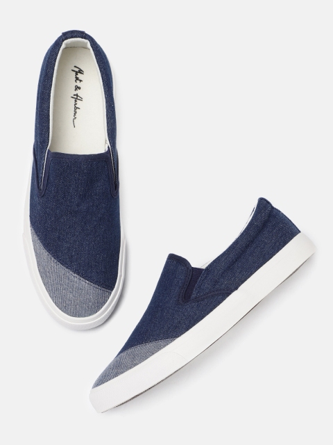 

Mast & Harbour Men Navy Blue Colourblocked Slip-On Sneakers