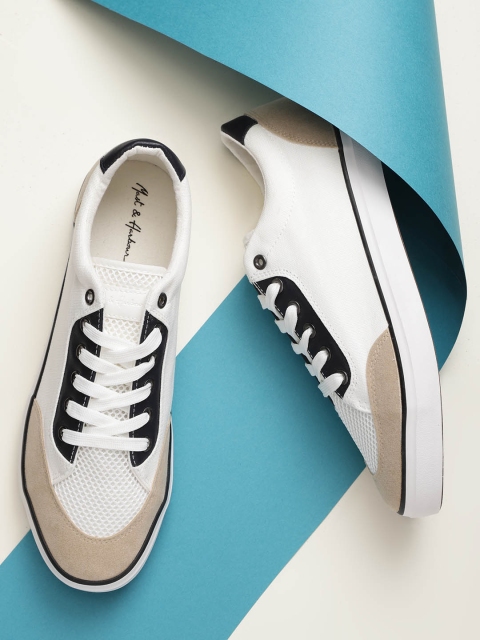 

Mast & Harbour Men White & Beige Colourblocked Sneakers, Off white