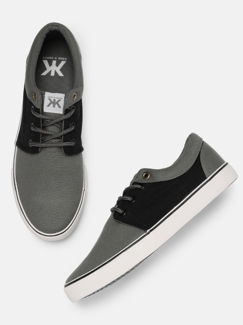

Kook N Keech Men Black & Grey Colourblocked Sneakers