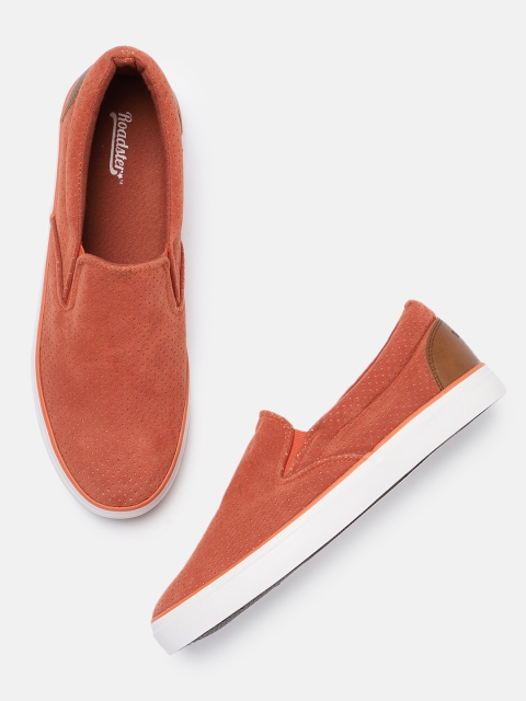 

Roadster Men Orange Slip-On Sneakers