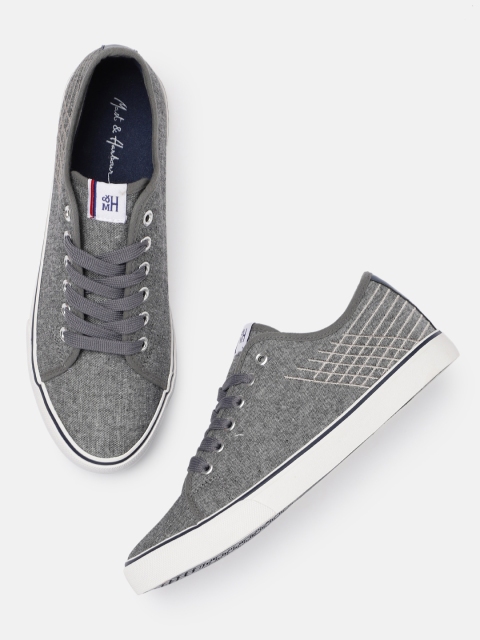 

Mast & Harbour Men Grey Striped Sneakers