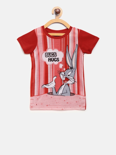 

Eteenz Boys Red Printed Round Neck T-shirt