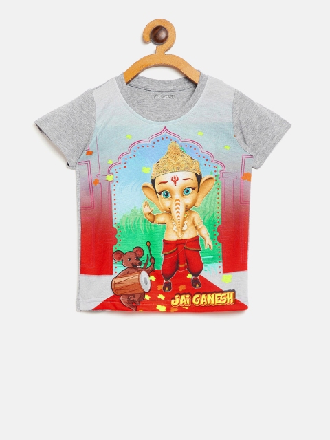 

Eteenz Boys Grey Printed Round Neck T-shirt