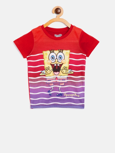 

Eteenz Boys Red & Purple Printed Round Neck T-shirt