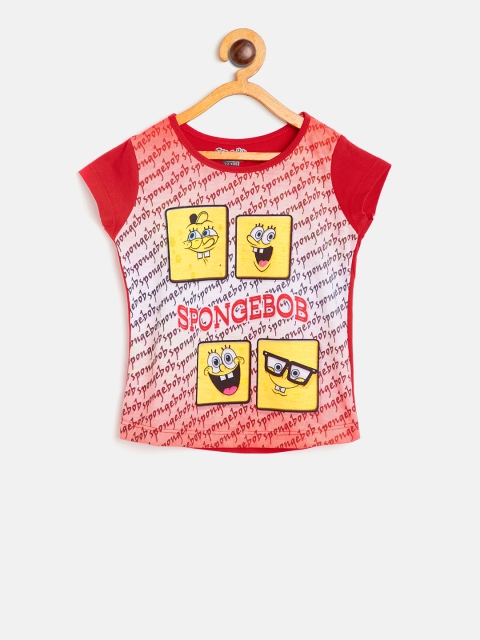 

Eteenz Girls Red Printed Round Neck T-shirt