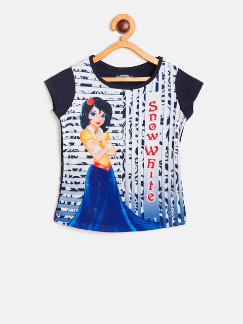 

Eteenz Girls Blue & White Printed Round Neck T-shirt