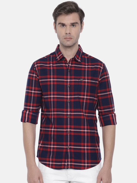 

The Indian Garage Co Men Navy & Red Regular Fit Checked Casual Shirt, Navy blue