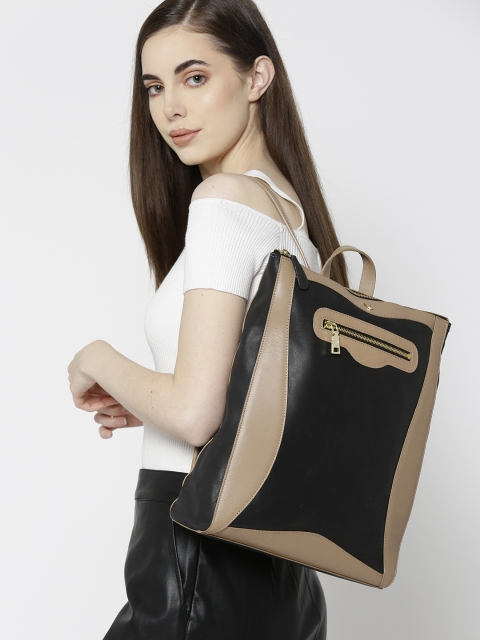 

Hidesign Women Black & Brown Solid Leather Backpack