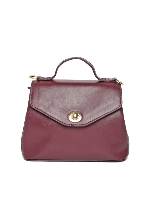 

Hidesign Purple Solid Leather Satchel Bag