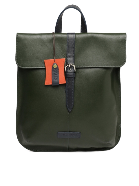 

Hidesign Women Green Solid Leather Backpack