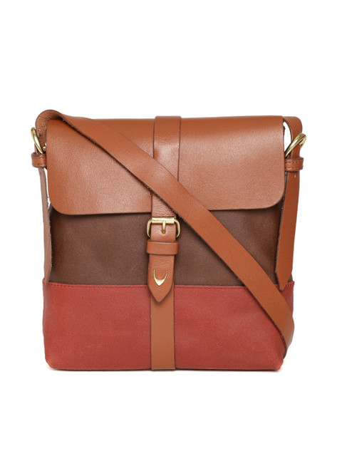 

Hidesign Brown Colourblocked Leather Sling Bag