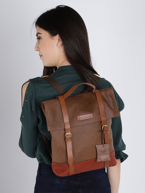 

Hidesign Women Tan Brown Solid Leather Backpack