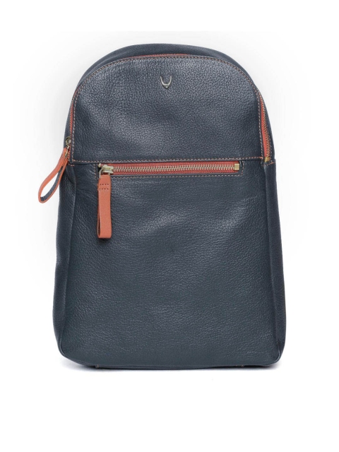 Hidesign Women Navy Blue Solid Leather Crossbody Backpack