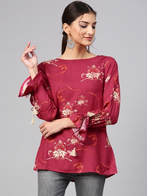 

Shree Magenta & Golden Printed Tunic