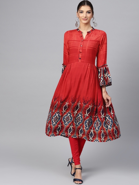 

Shree Women Red Printed A-Line Kurta