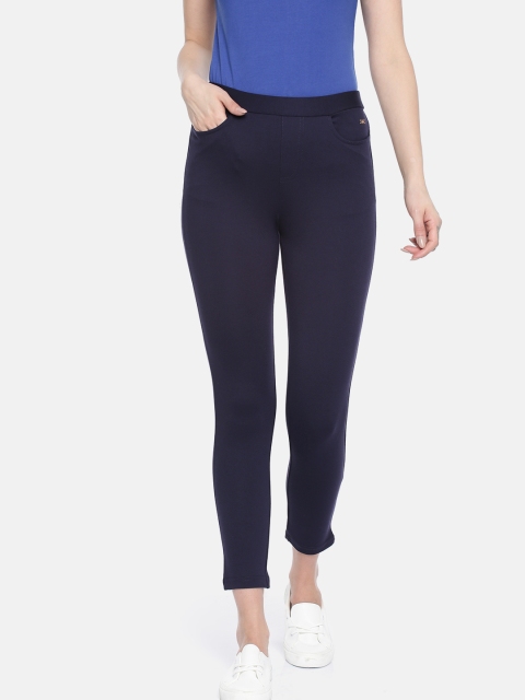 

Park Avenue Woman Navy Blue Solid Treggings