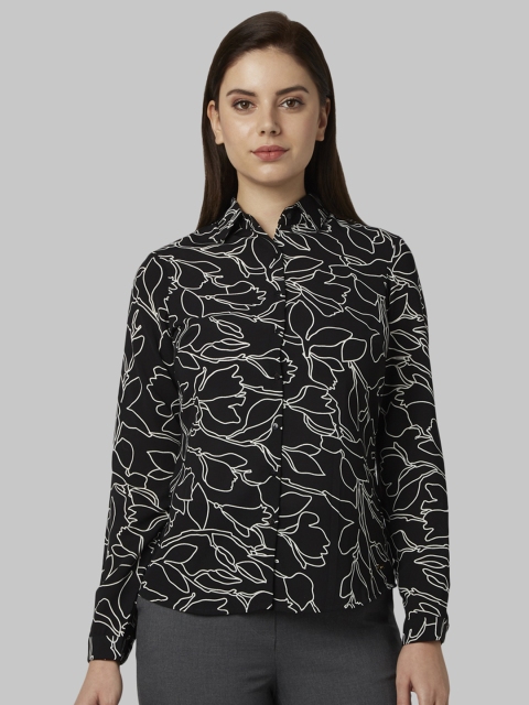 

Park Avenue Women Black & White Regular Fit Printed Casual Shirt