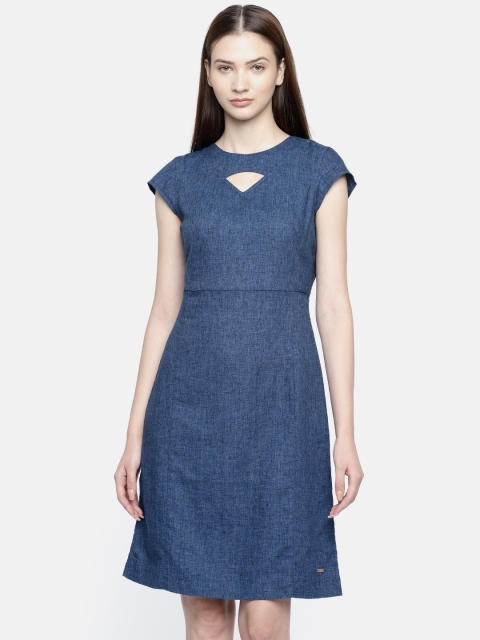 

Park Avenue Woman Women Blue Solid A-Line Dress