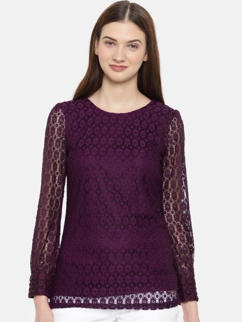

Park Avenue Woman Women Purple Self Design Top