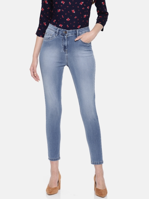 

Park Avenue Women Blue Skinny Fit Mid-Rise Clean Look Stretchable Cropped Jeans