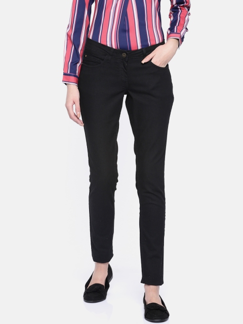 

Park Avenue Woman Black Power Skinny Fit Low-Rise Clean Look Cropped Jeans
