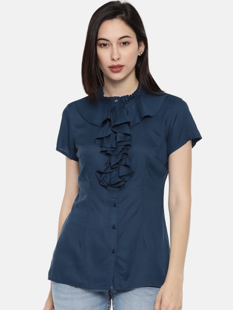 

Park Avenue Woman Blue Solid Shirt Style Top