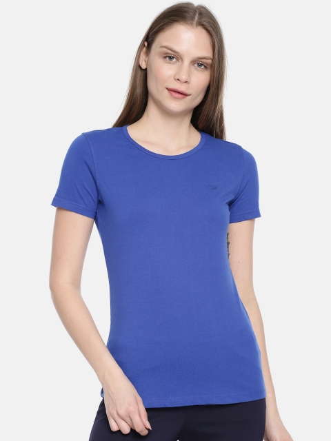 

Park Avenue Woman Women Blue Solid Round Neck T-shirt