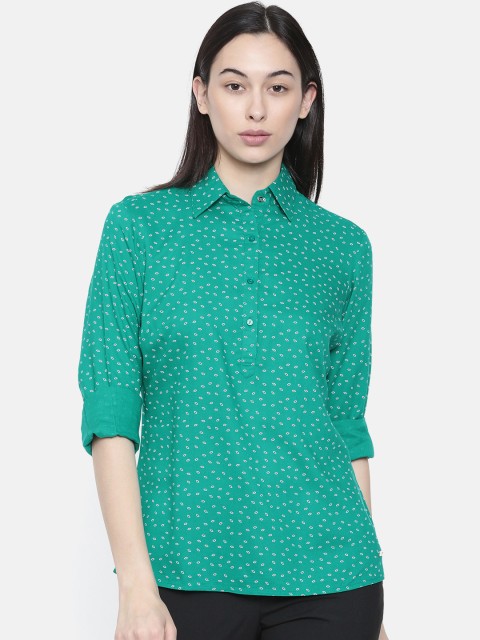 

Park Avenue Woman Green Printed Shirt Style Top