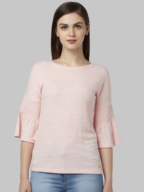 

Park Avenue Women Pink Solid Round Neck T-shirt