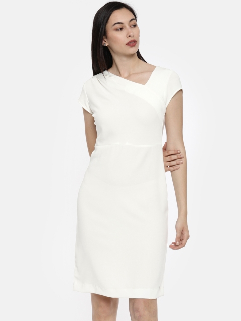 

Park Avenue Woman Women White Solid Sheath Dress