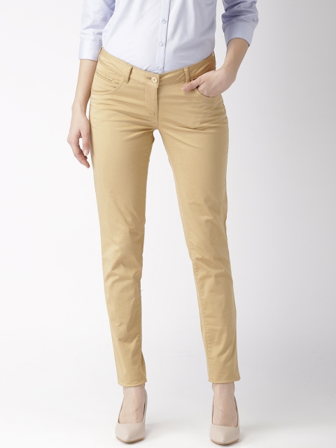 

Park Avenue Women Khaki Tapered Fit Solid Regular Trousers