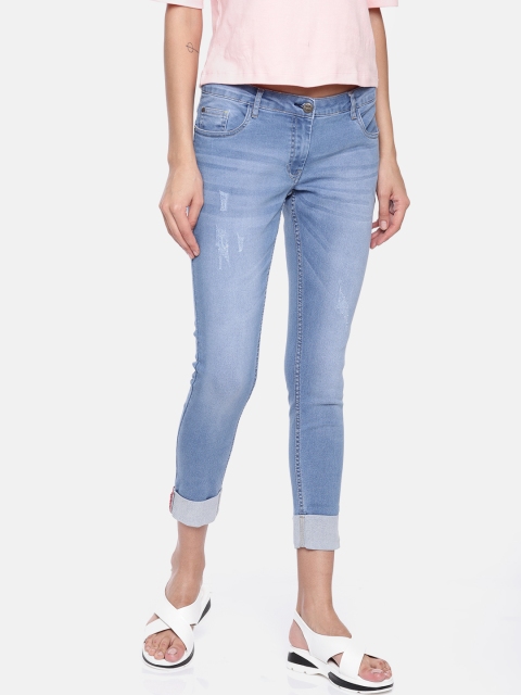 

Park Avenue Woman Blue Smart Regular Fit Mid-Rise Low Distressed Stretchable Jeans