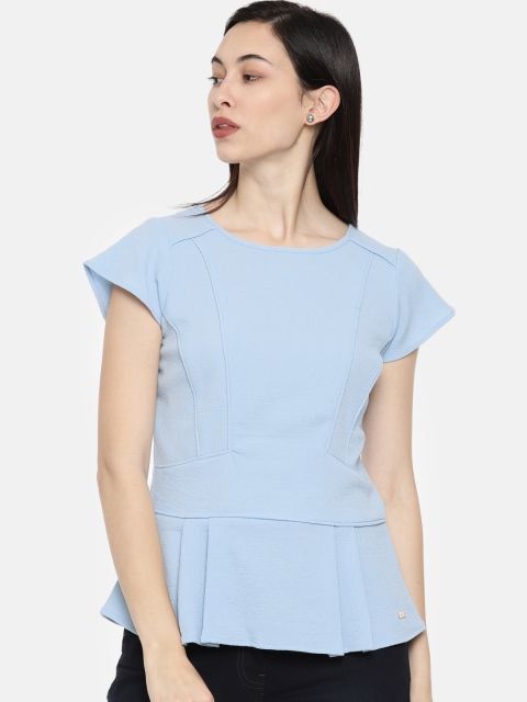 

Park Avenue Woman Women Blue Solid Peplum Top