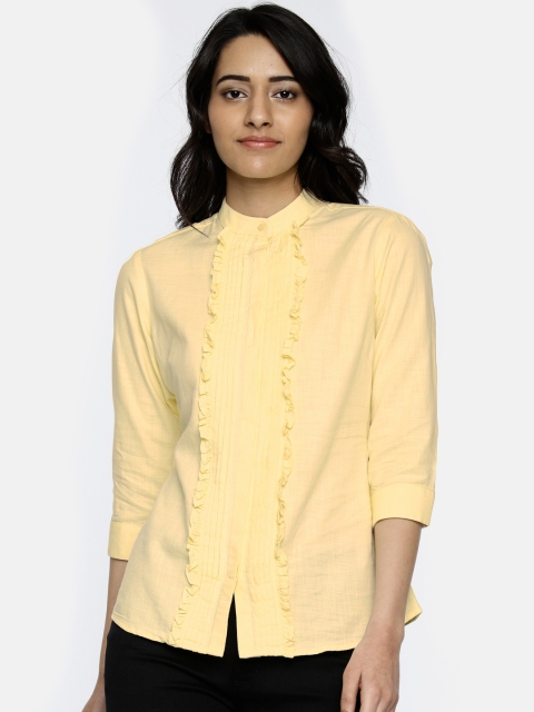 

Park Avenue Women Yellow Regular Fit Solid Casual Shirt