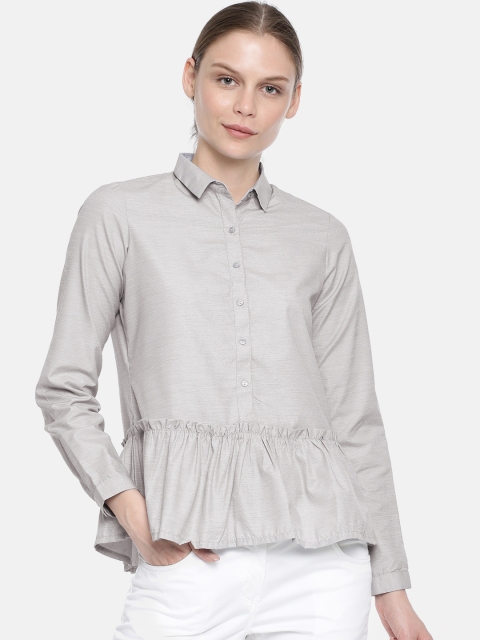 

Park Avenue Woman Grey Solid Shirt Style Top