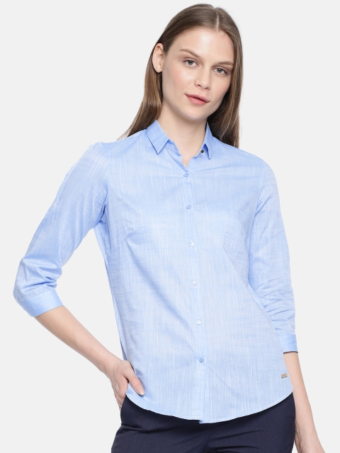 

Park Avenue Woman Blue Regular Fit Solid Formal Shirt
