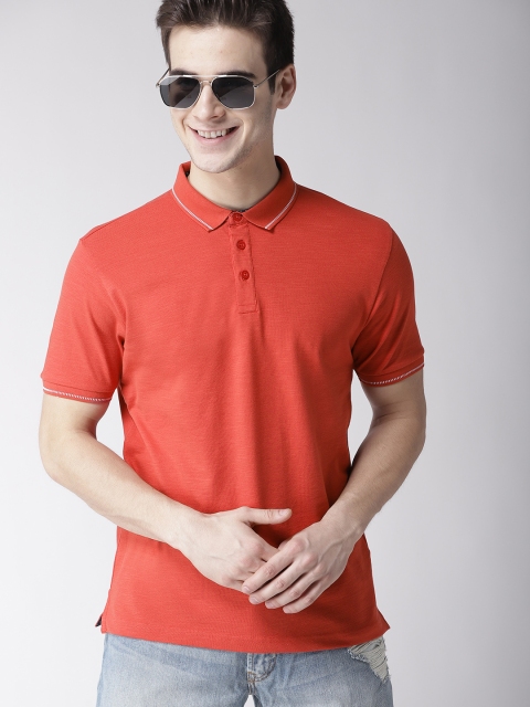 

Mast & Harbour Men Rust Orange Solid Polo Collar T-shirt