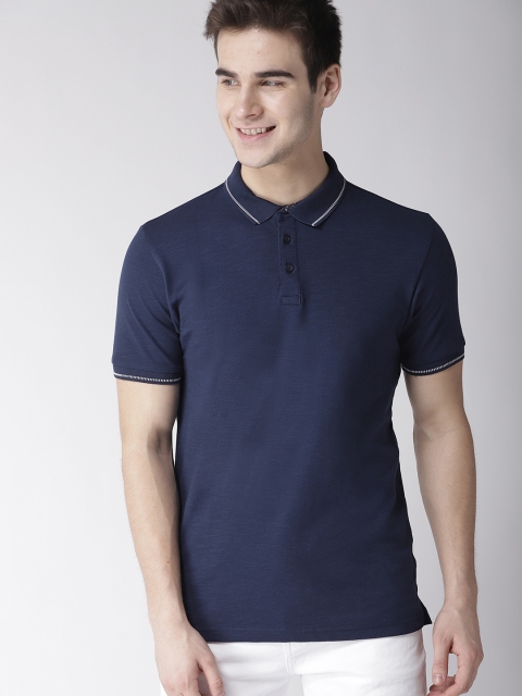 

Mast & Harbour Men Navy Blue Solid Polo Collar T-shirt